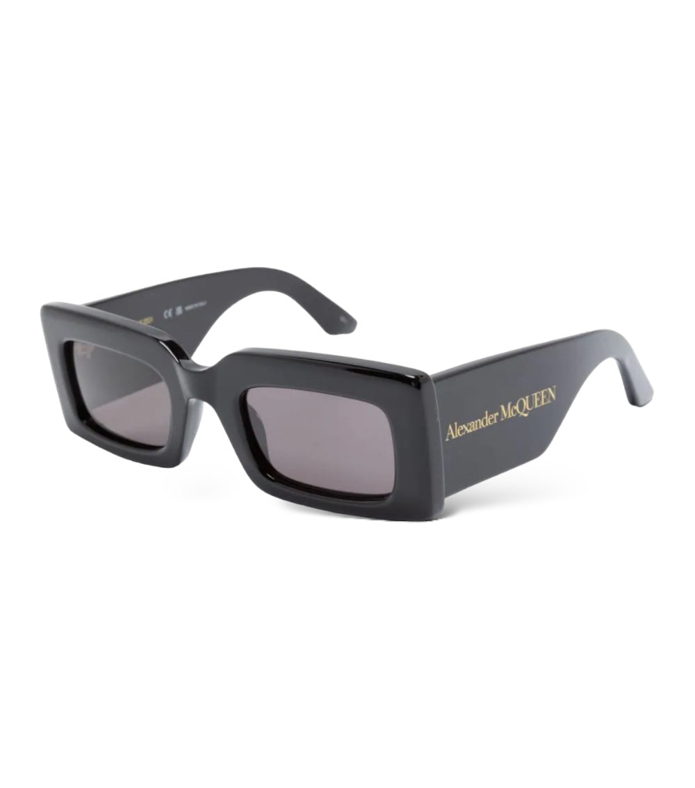 ALEXANDER MCQUEEN BOLD RECTANGULAR SUNGLASSES  BLACK/SMOKE