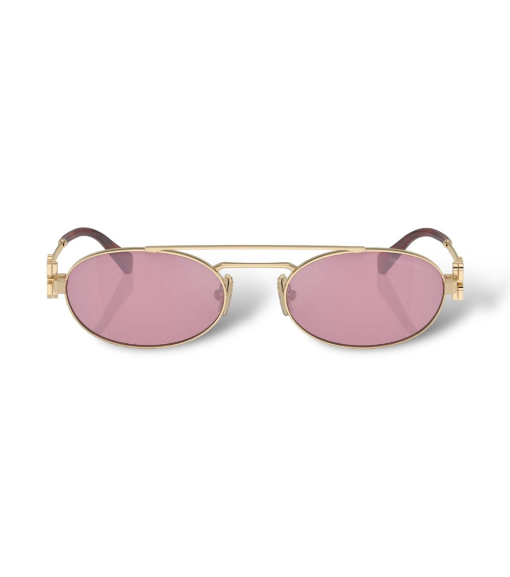 MIU MIU LOGO-LETTERING OVAL-FRAME SUNGLASSES