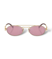 MIU MIU LOGO-LETTERING OVAL-FRAME SUNGLASSES