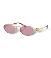 MIU MIU LOGO-LETTERING OVAL-FRAME SUNGLASSES