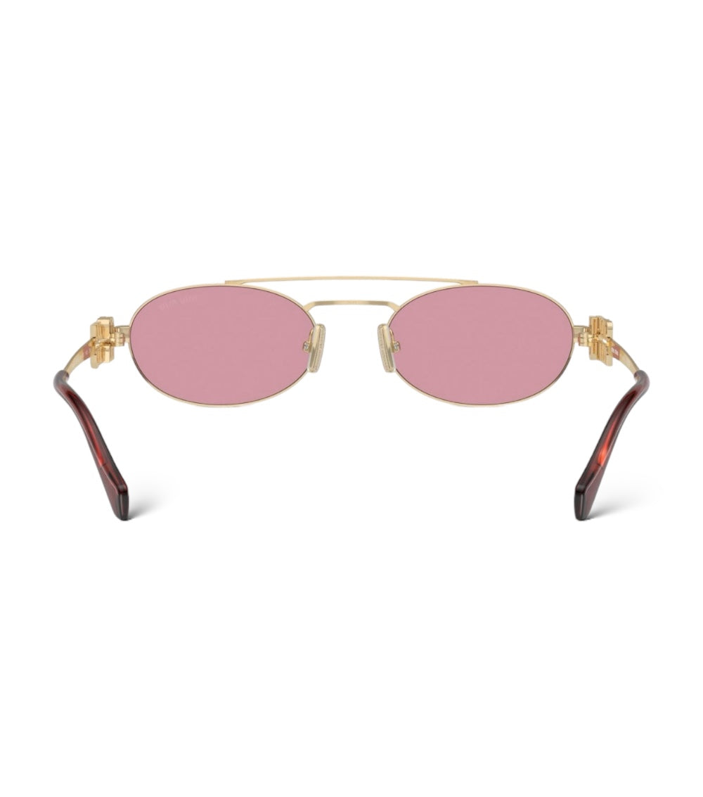 MIU MIU LOGO-LETTERING OVAL-FRAME SUNGLASSES