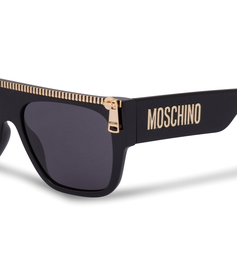 MOSCHINO ZIP DETAIL SQUARE FRAME SUNGLASSES