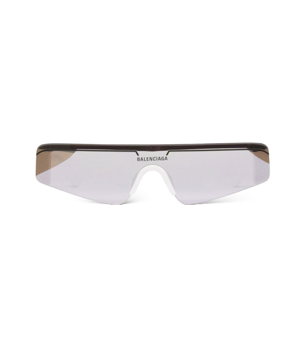 BALENCIAGA SKI RECTANGLE SUNGLASSES-WHITE/SILVER