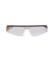 BALENCIAGA SKI RECTANGLE SUNGLASSES-WHITE/SILVER