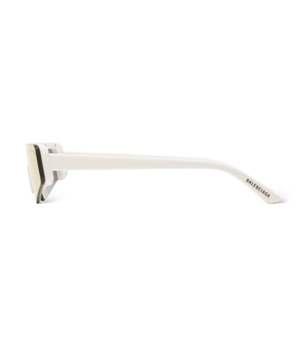 BALENCIAGA SKI RECTANGLE SUNGLASSES-WHITE/SILVER