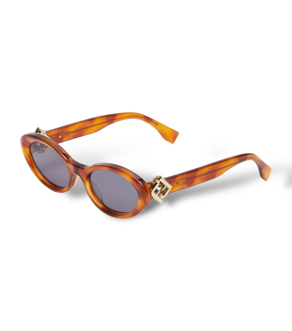 FENDI FF DIAMONDS LIGHT HAVANA ACETATE SUNGLASSES