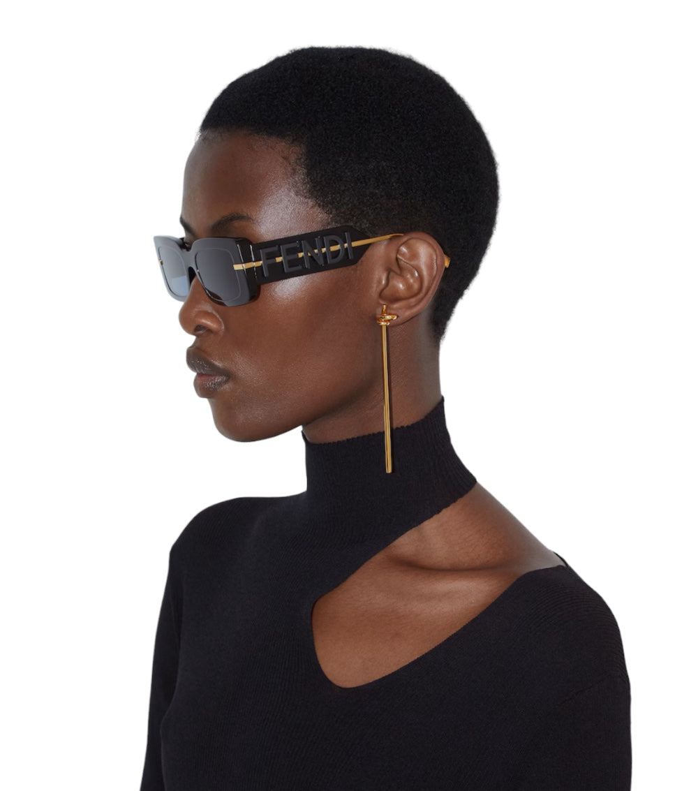 FENDI FENDIGRAPHY BLACK ACETATE SUNGLASSES